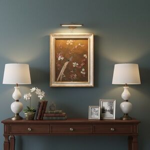 Original Oil Painting on Canvas Board - Bird & Cherry Blossoms - Signed